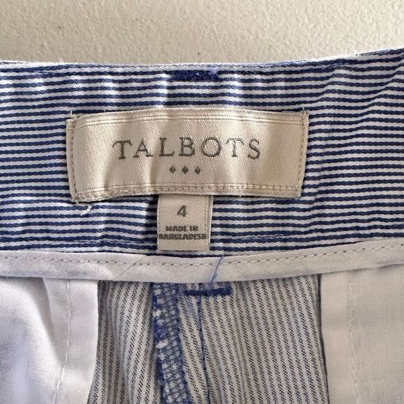 Talbots Stripe Seersucker Chino Shorts Womens 4 Blue Coastal Preppy - Picture 5 of 10